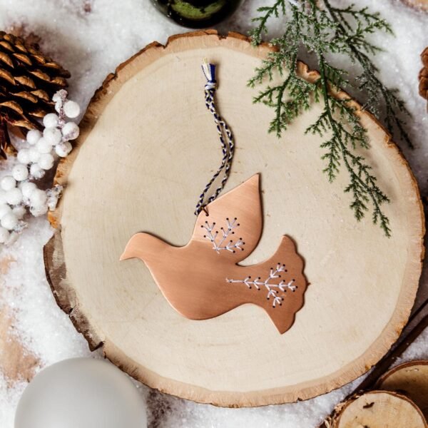 Embroidered Metal Dove Ornaments