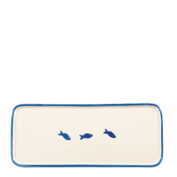 Zafferano Lido Blue Fish Rectangular Plates - set of 2